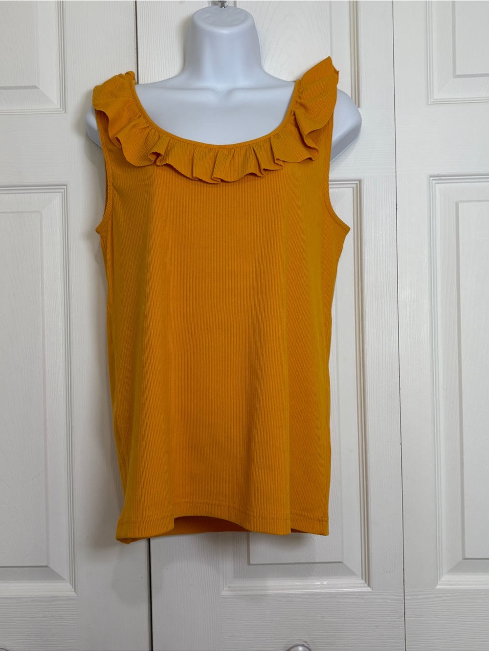 J.Crew Yellow Ruffled Ribbed Sleeveless Tank Top